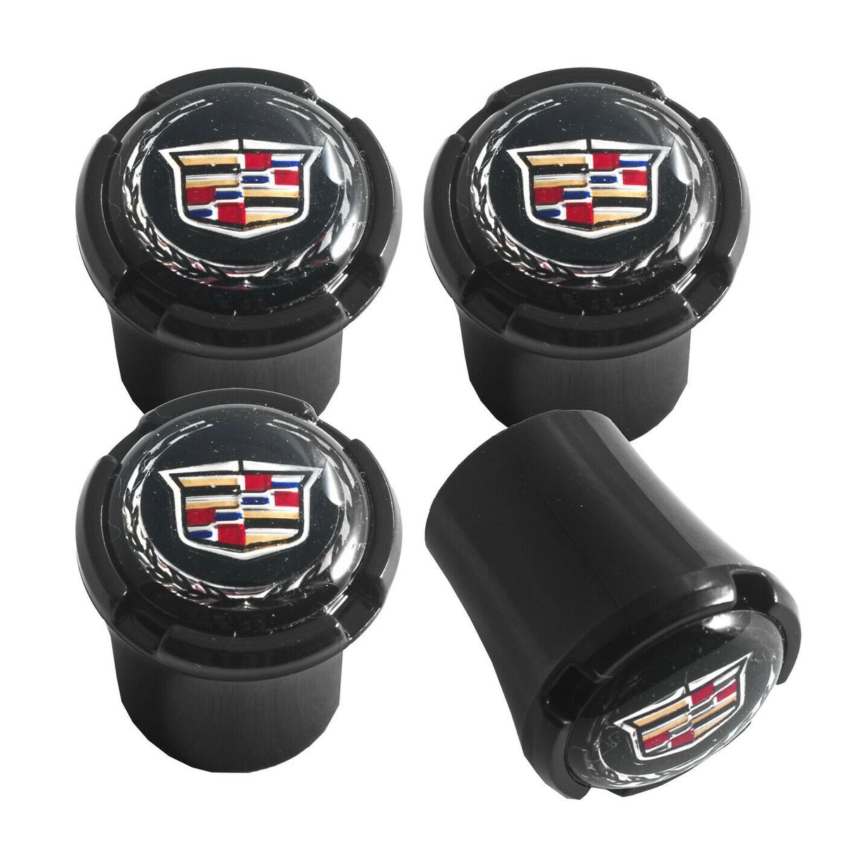 CADILLAC BLACK CREST LOGO VALVE STEM CAPS